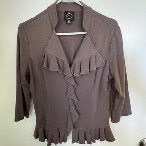 Filtre Jacket Women’s Medium Beige Ruffled Full Zip Lightweight